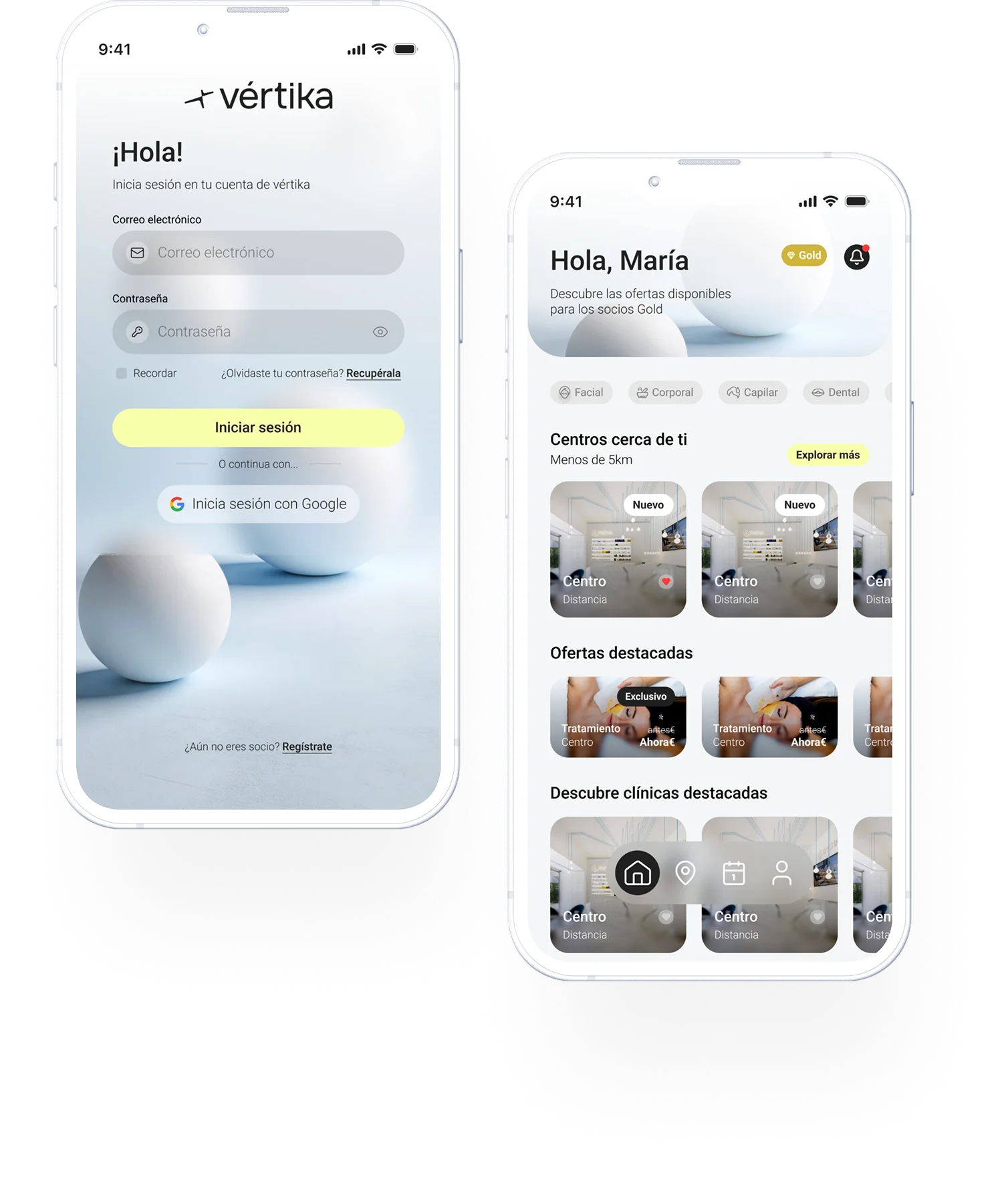 Vértika App Mockups